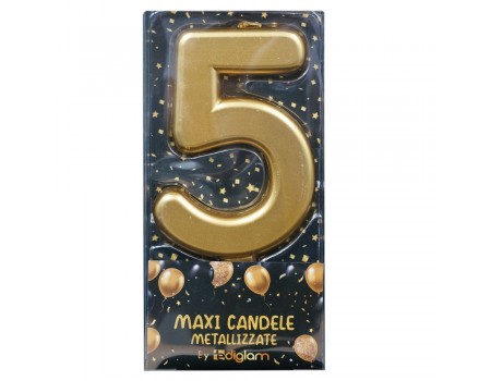 Maxi Candela Oro Metallizzata Numero 5 