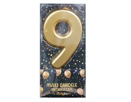 Maxi Candela Oro Metallizzata Numero 9 